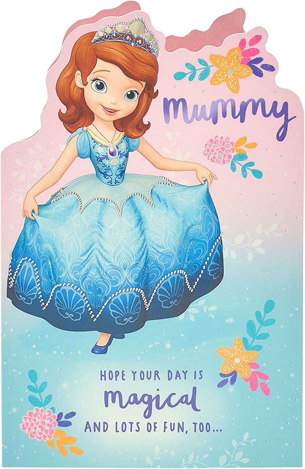 UK Greetings Sofia the First birthday card for Mummy, colorful greeting card featuring Sofia character for special birthday wishes.