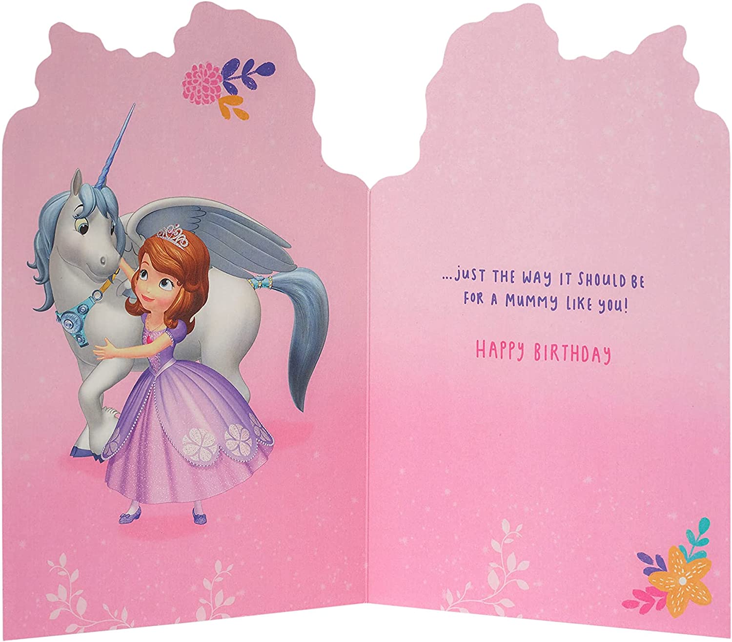 UK Greetings Sofia the First birthday card for Mummy, colorful greeting card featuring Sofia and birthday-themed design.