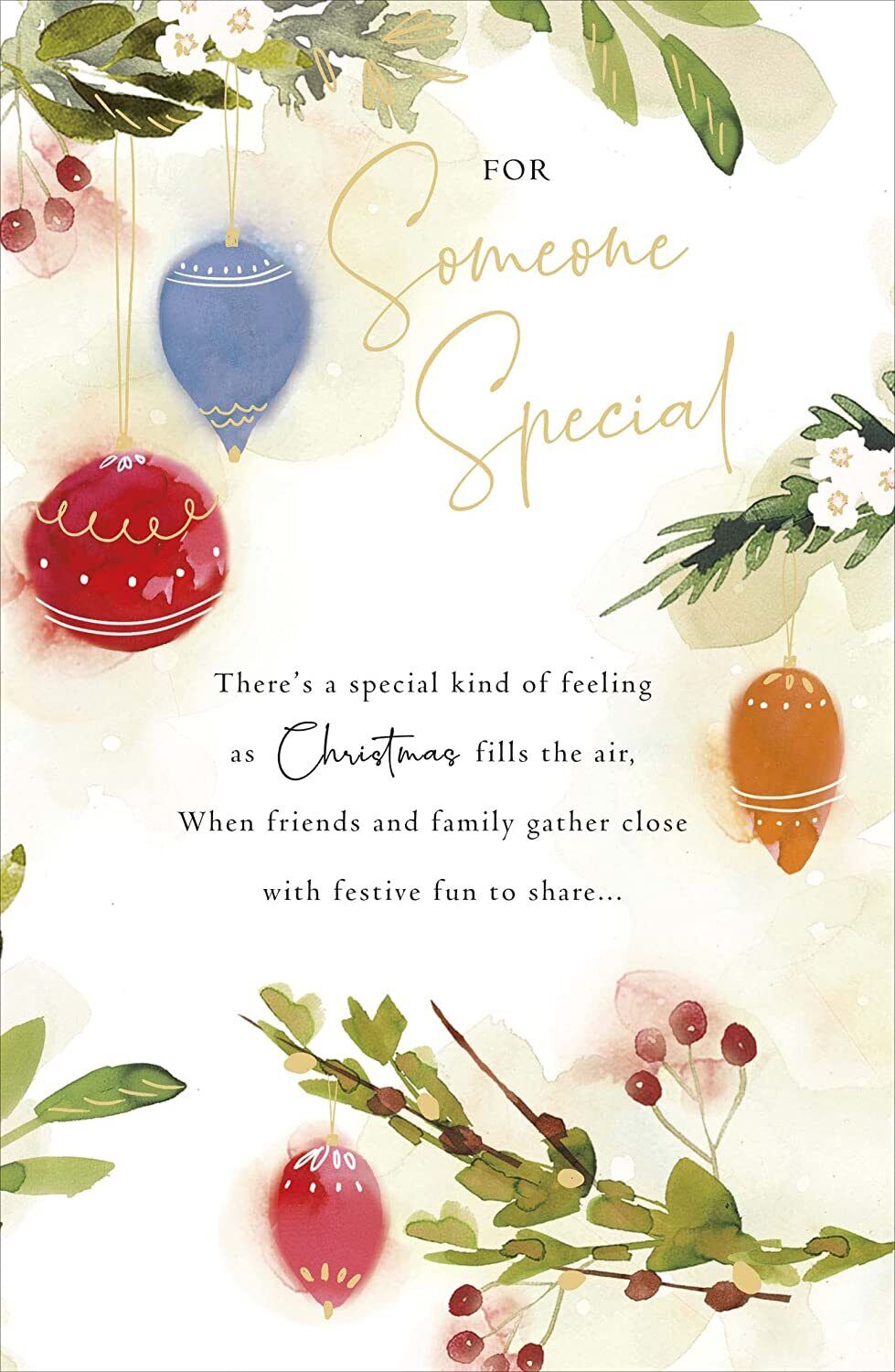 UK Greetings Someone Special Traditional Foiled Christmas Card featuring festive holiday design and shiny foil accents.
