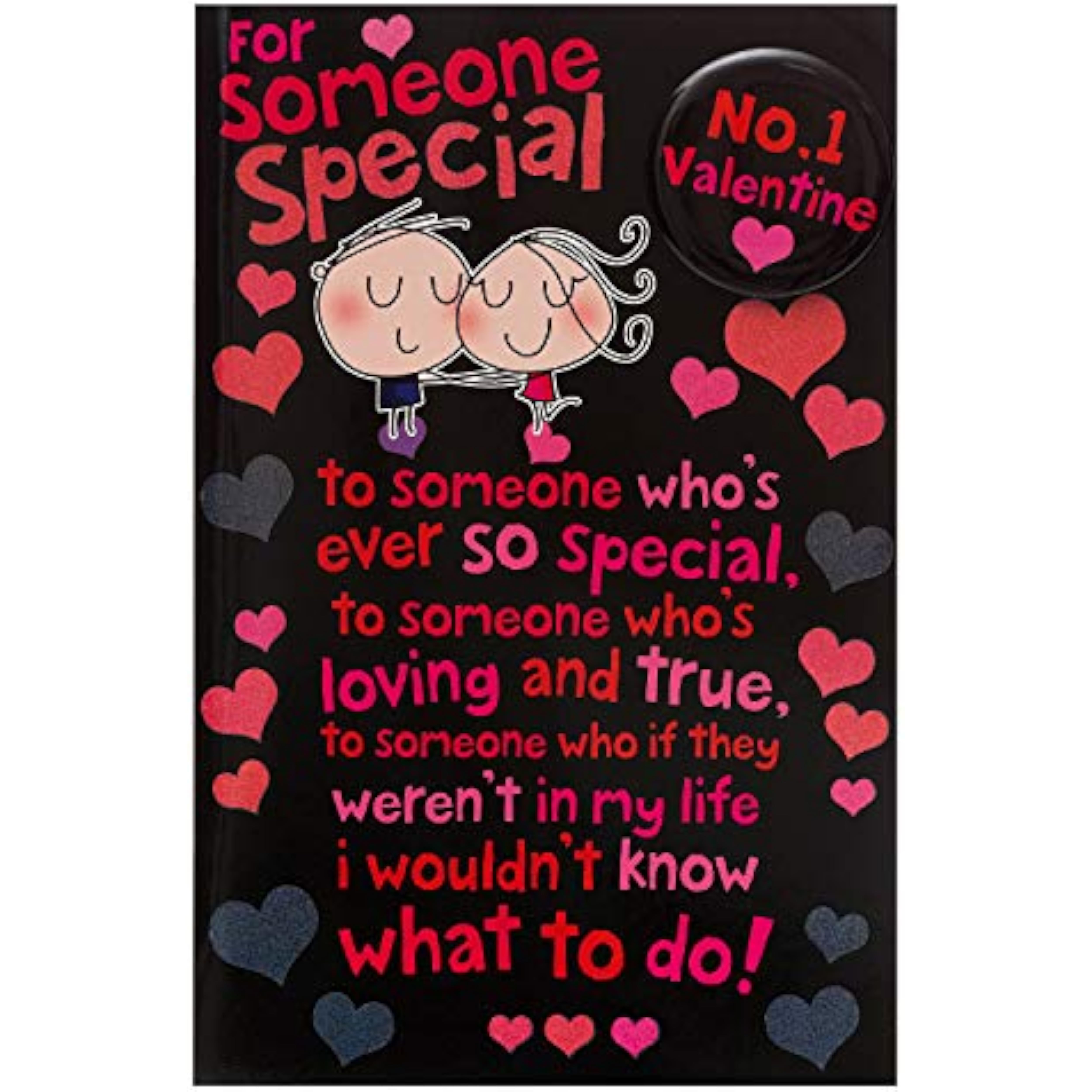 UK Greetings Someone Special Valentine's Day Card for Him or Her with large text and badge design, includes envelope.