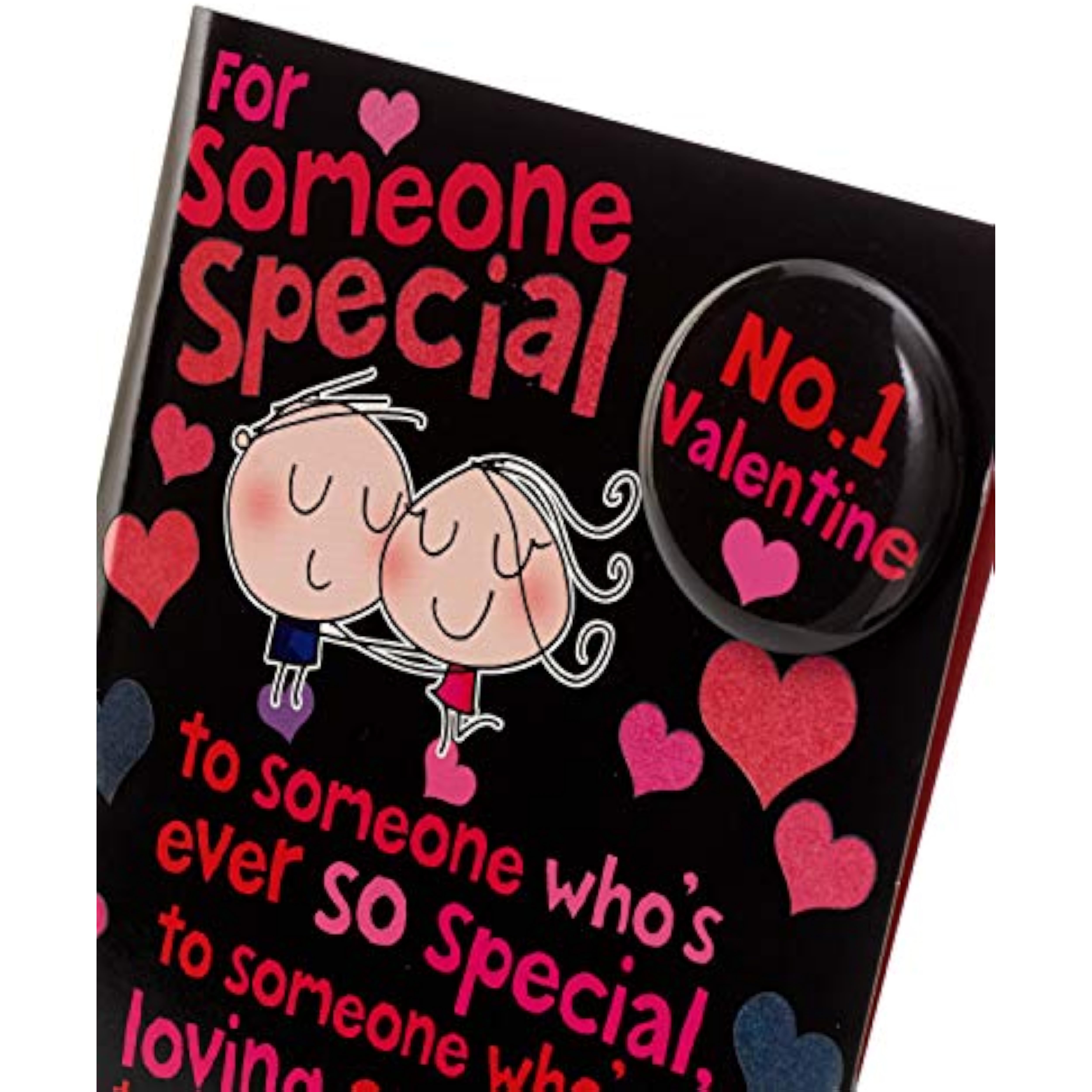 UK Greetings Someone Special Valentines Day Card for Him or Her with large text and badge design, includes envelope.