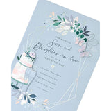 UK Greetings wedding day greeting card for son and daughter-in-law, featuring elegant design and heartfelt message.