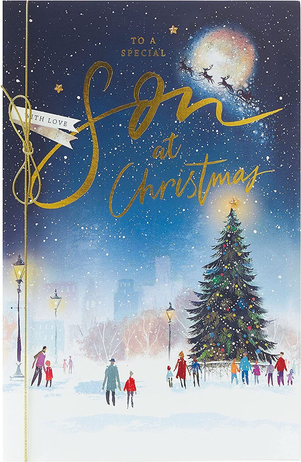 UK Greetings Son Christmas Card featuring festive holiday design, ideal for sending warm seasonal wishes to a special son.