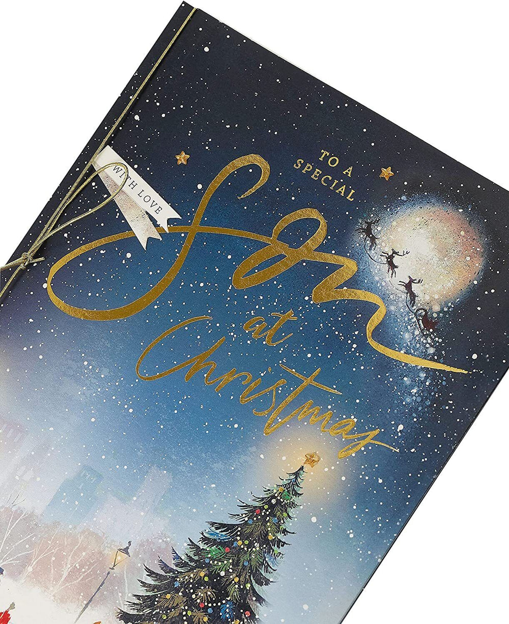 UK Greetings Son Christmas Card featuring festive holiday design and cheerful message for celebrating Christmas with loved ones.