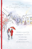 UK Greetings Son and Daughter-in-Law greeting card featuring a couple walking to a village pub, perfect for special occasions.