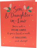 UK Greetings Son & Daughter-in-Law Typography Christmas Card with festive holiday design and heartfelt message.