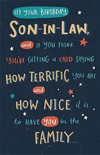 UK Greetings Son-in-Law birthday card featuring colorful design and heartfelt message, perfect for celebrating his special day.