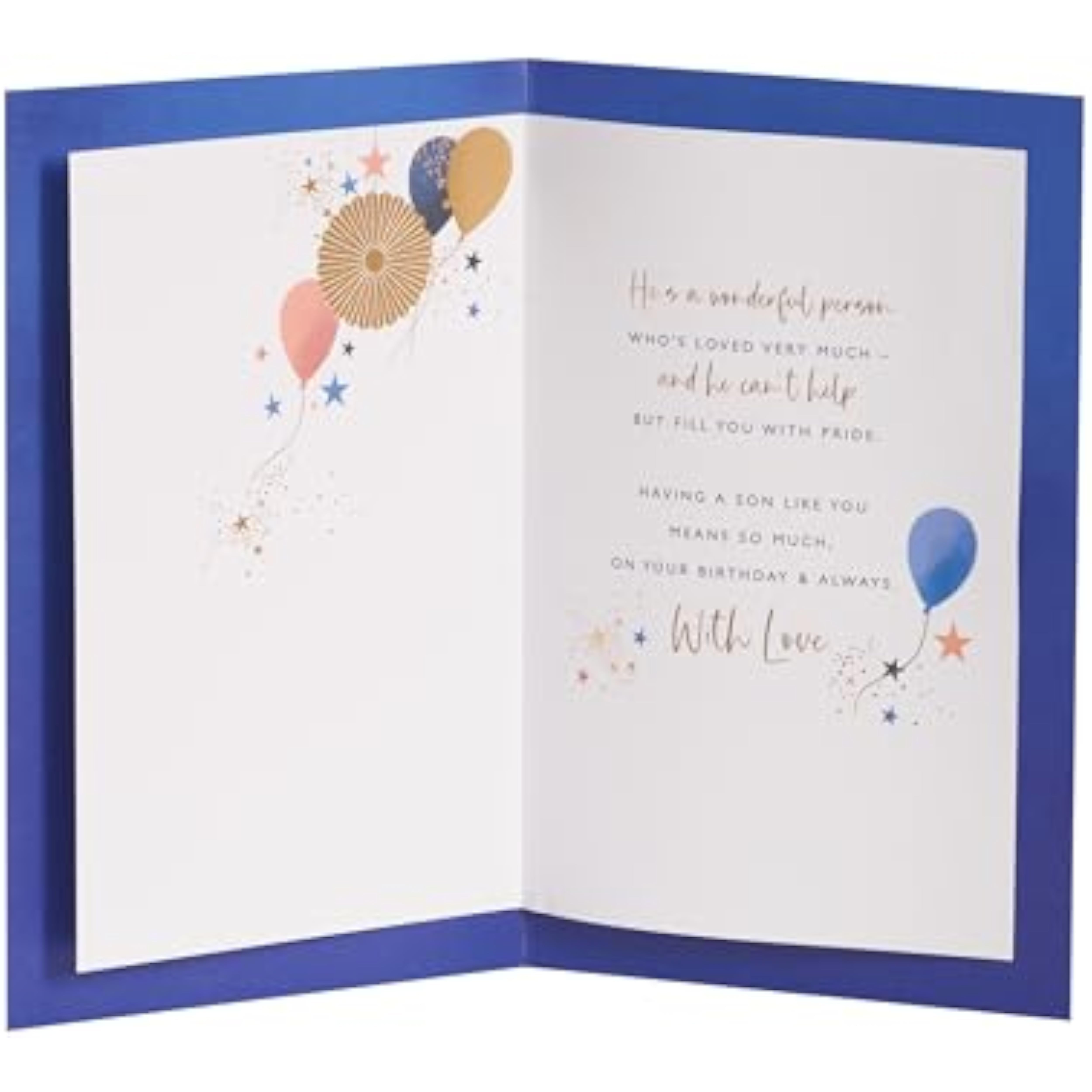 UK Greetings Son sentimental design birthday card featuring heartfelt message and colorful illustrations for special occasions