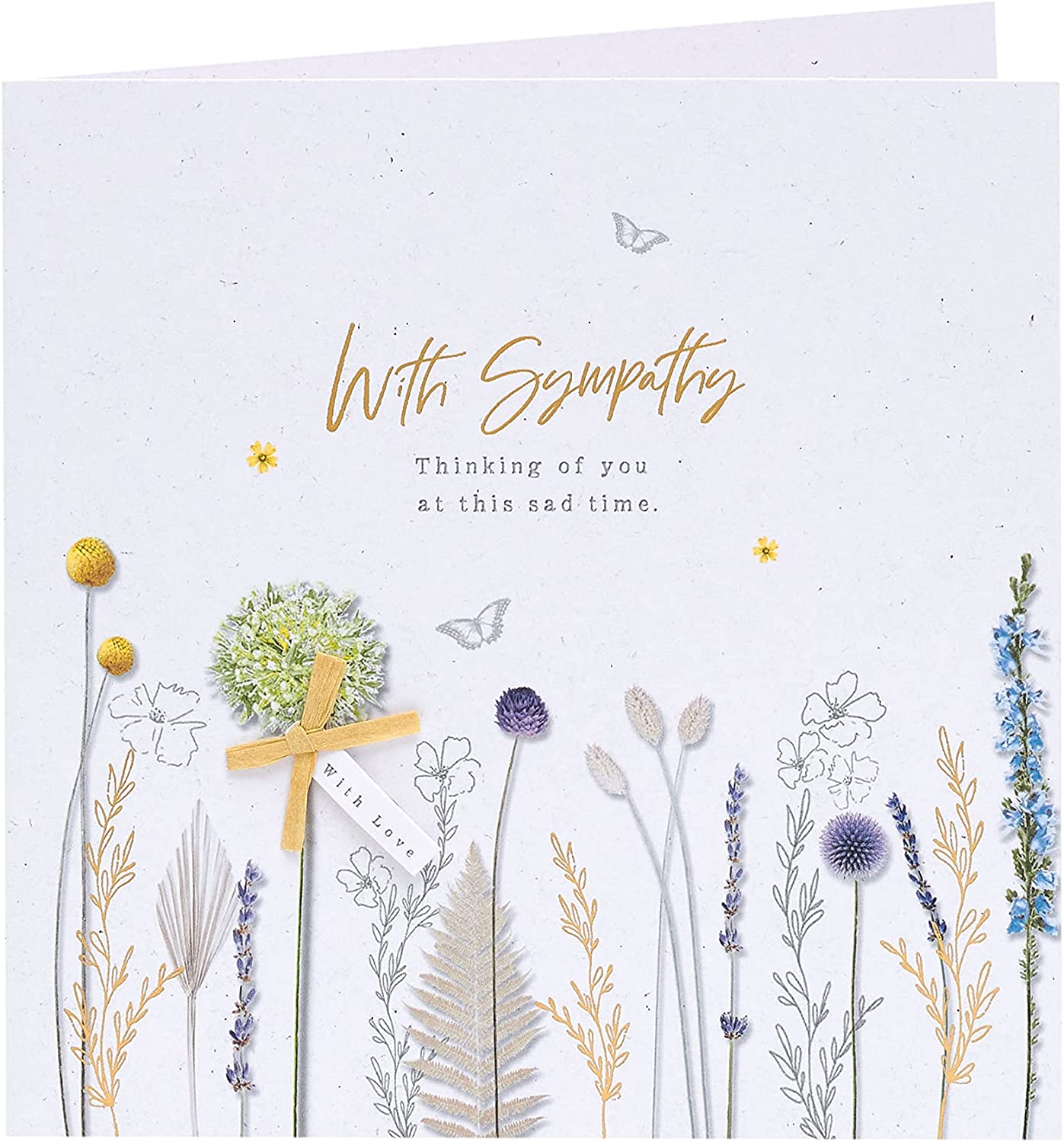 UK Greetings sympathy card with a natural design, featuring "Sorry for Your Loss" and "Thinking of You" message in elegant style.