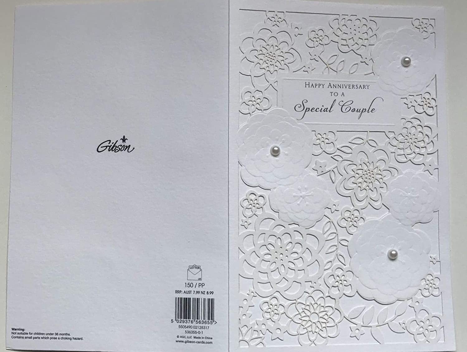 UK Greetings Special Couple die-cut luxury anniversary greeting card with pearl accents, designed for celebrating special occasions