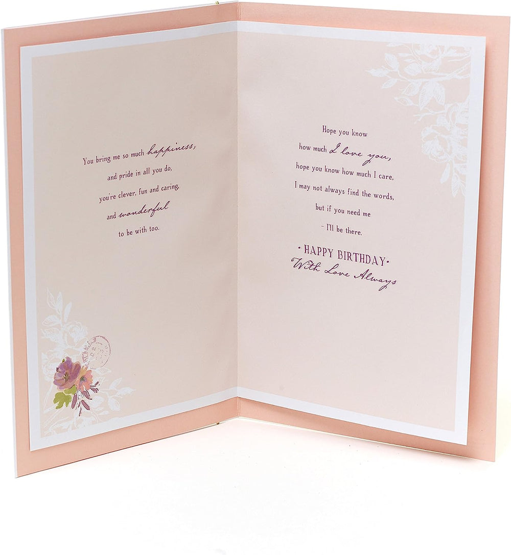 UK Greetings special daughter birthday card featuring a heartfelt sentiment and floral design for celebrating her special day.