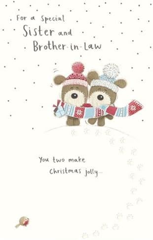 UK Greetings Christmas card featuring a festive design for sister and brother-in-law, perfect for holiday greetings.