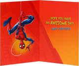 UK Greetings Spider-Man birthday greeting card featuring Spider-Man design for an amazing brother, ideal for special occasions.