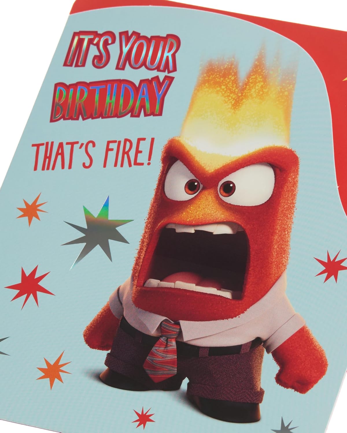 UK Greetings Disney Inside Out 2 greeting card featuring colorful Inside Out characters on a stand-alone greeting card.