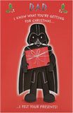 Star Wars Christmas card for dad featuring Darth Vader design, UK Greetings greeting card with festive holiday imagery.