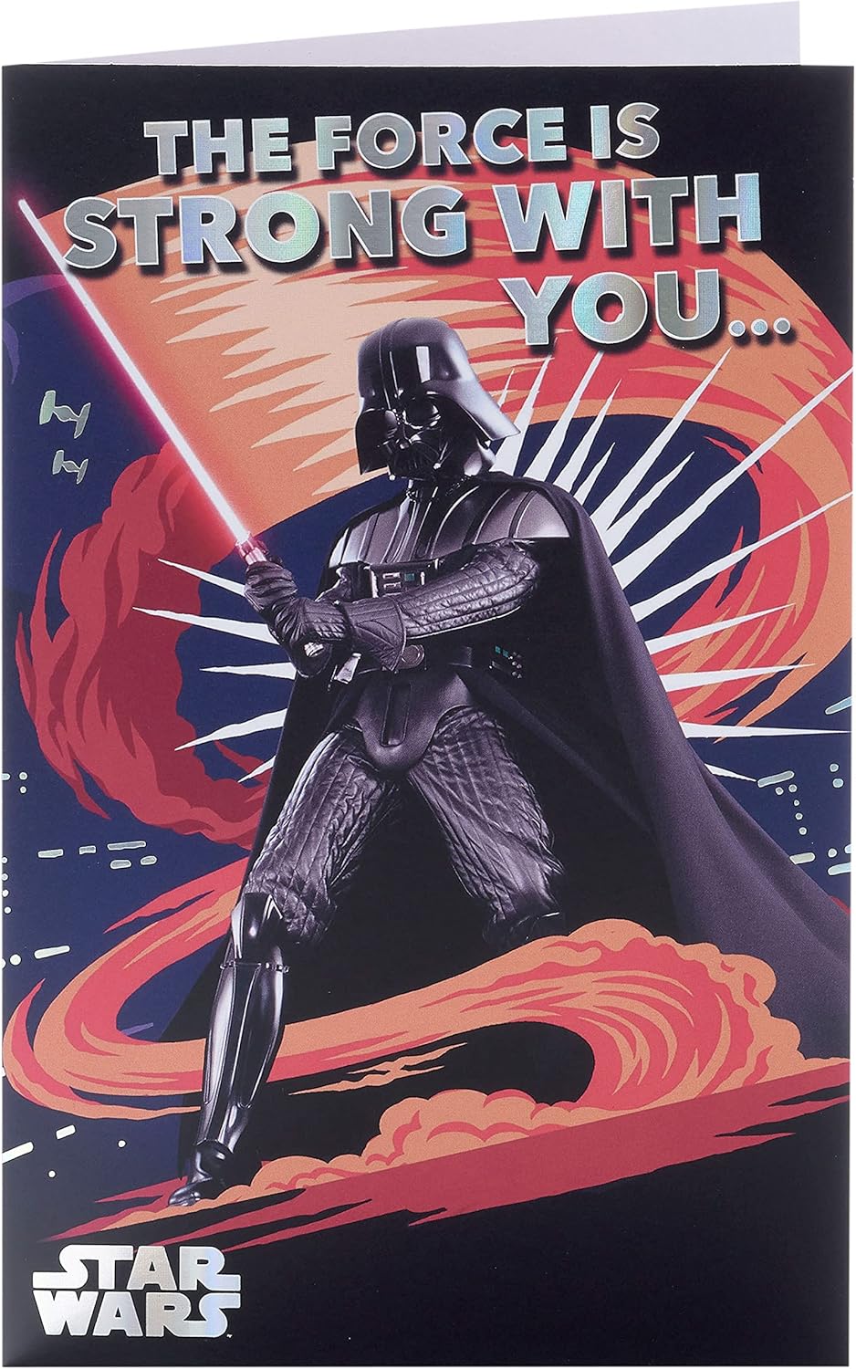 UK Greetings Star Wars Darth Vader birthday greeting card for him or boy, featuring Darth Vader on the front.