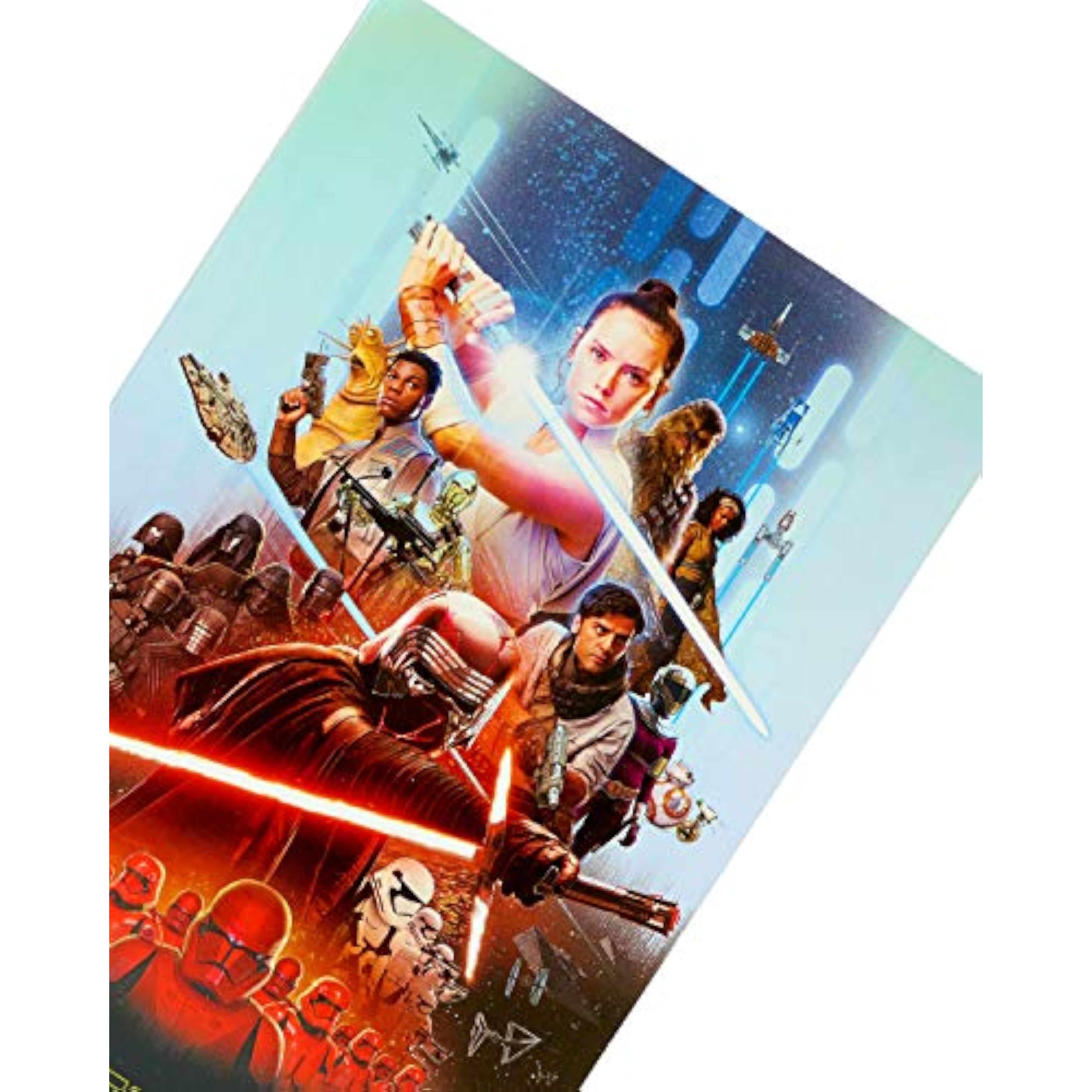 UK Greetings Star Wars greeting card featuring iconic characters and space-themed design, perfect for Star Wars fans.