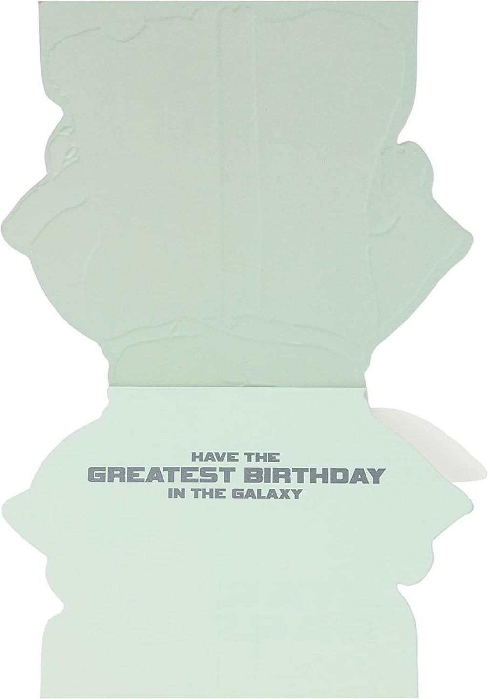 UK Greetings Star Wars Mandalorian birthday card featuring characters and space-themed design for fans of the popular series.