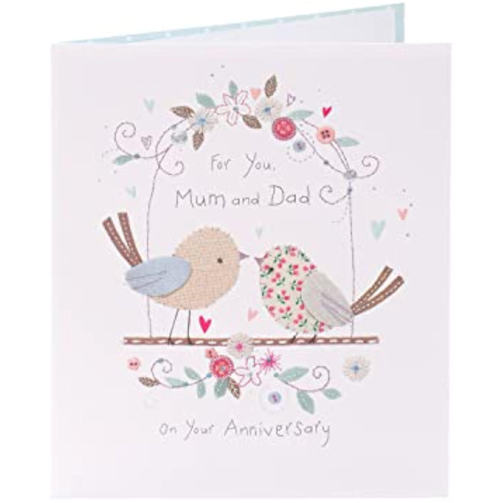 UK Greetings stunning mum and dad anniversary greeting card with elegant design and heartfelt message for special occasions.