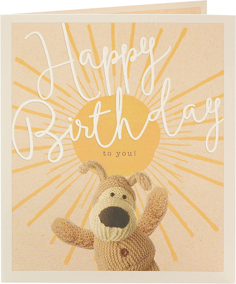 UK Greetings Sunshine Boofle birthday card featuring colorful floral design and cheerful illustration for special celebrations