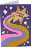 UK Greetings Super Auntie birthday card featuring colorful cheerful design and heartfelt message for celebrating an aunt's special day.