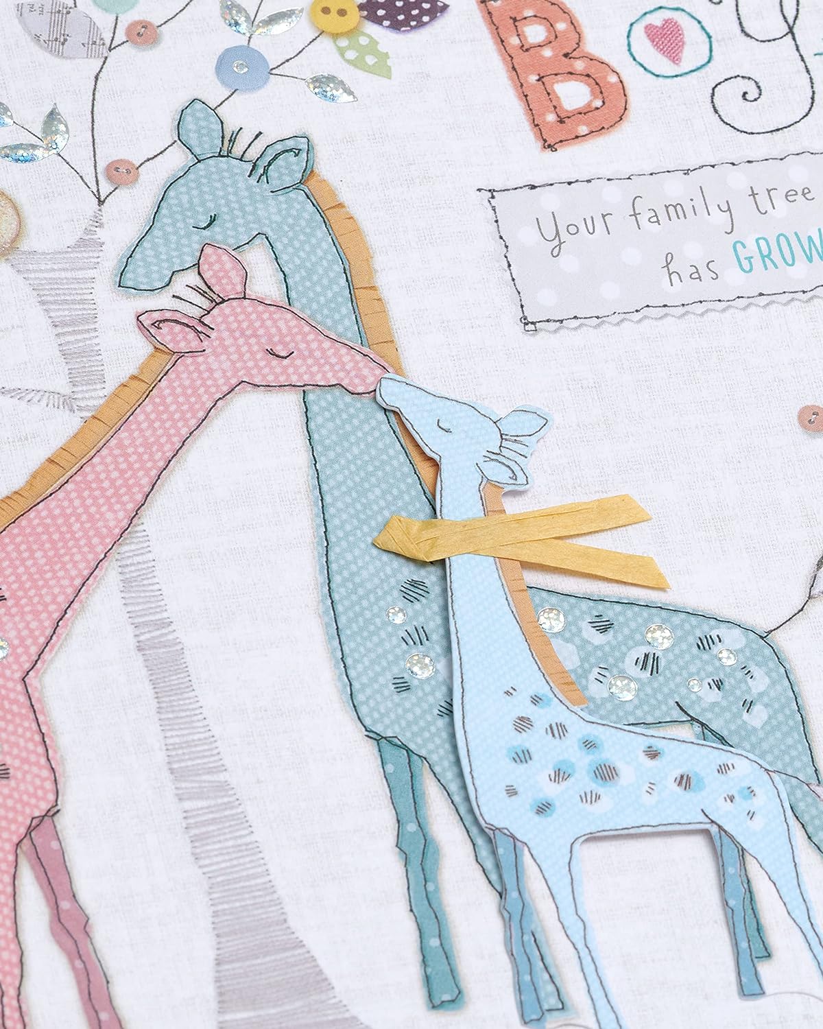UK Greetings Sweet Giraffe New Baby Card featuring a cute giraffe illustration, perfect for celebrating a new arrival.