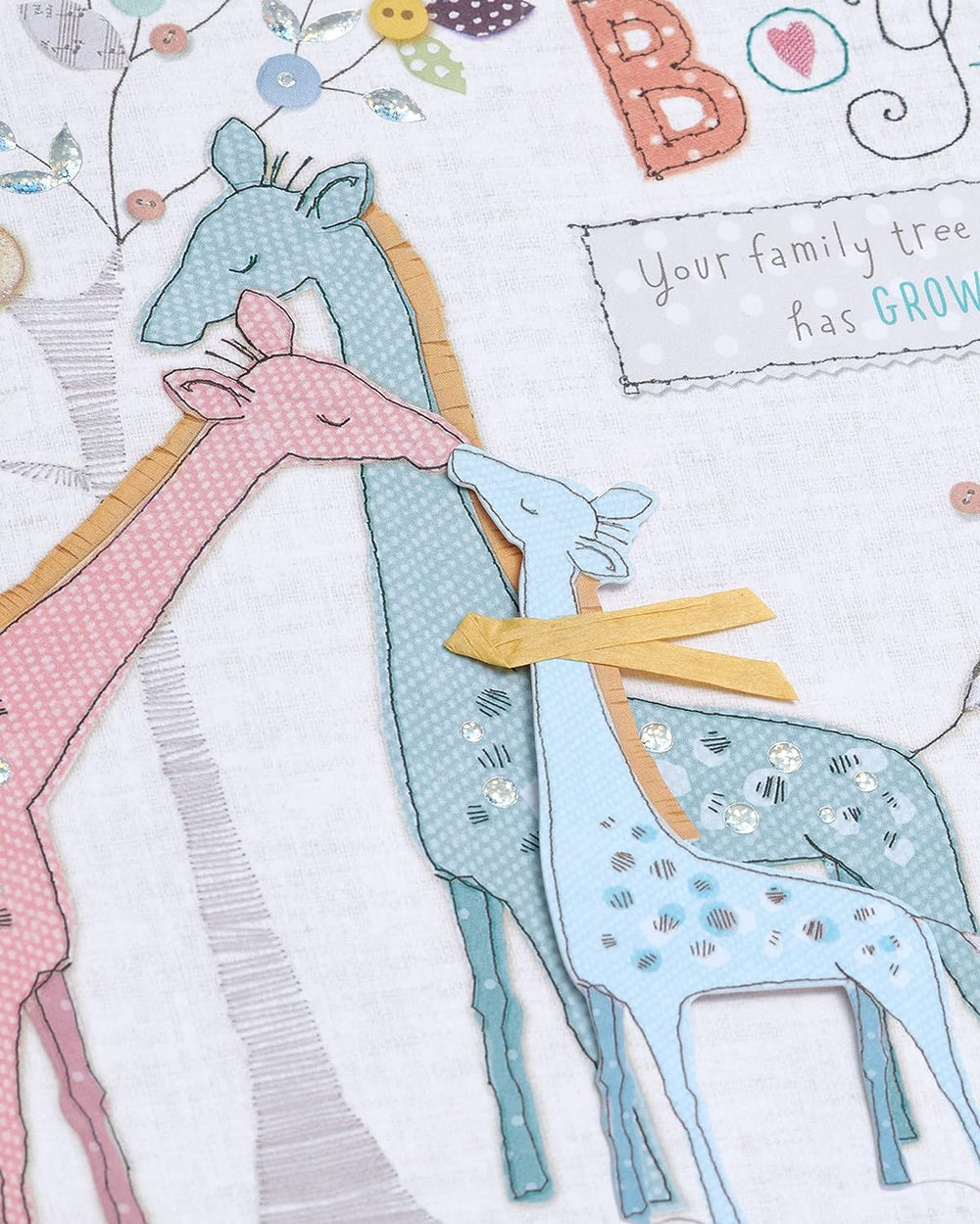UK Greetings Sweet Giraffe New Baby Card featuring a cute giraffe illustration, perfect for celebrating a new arrival.