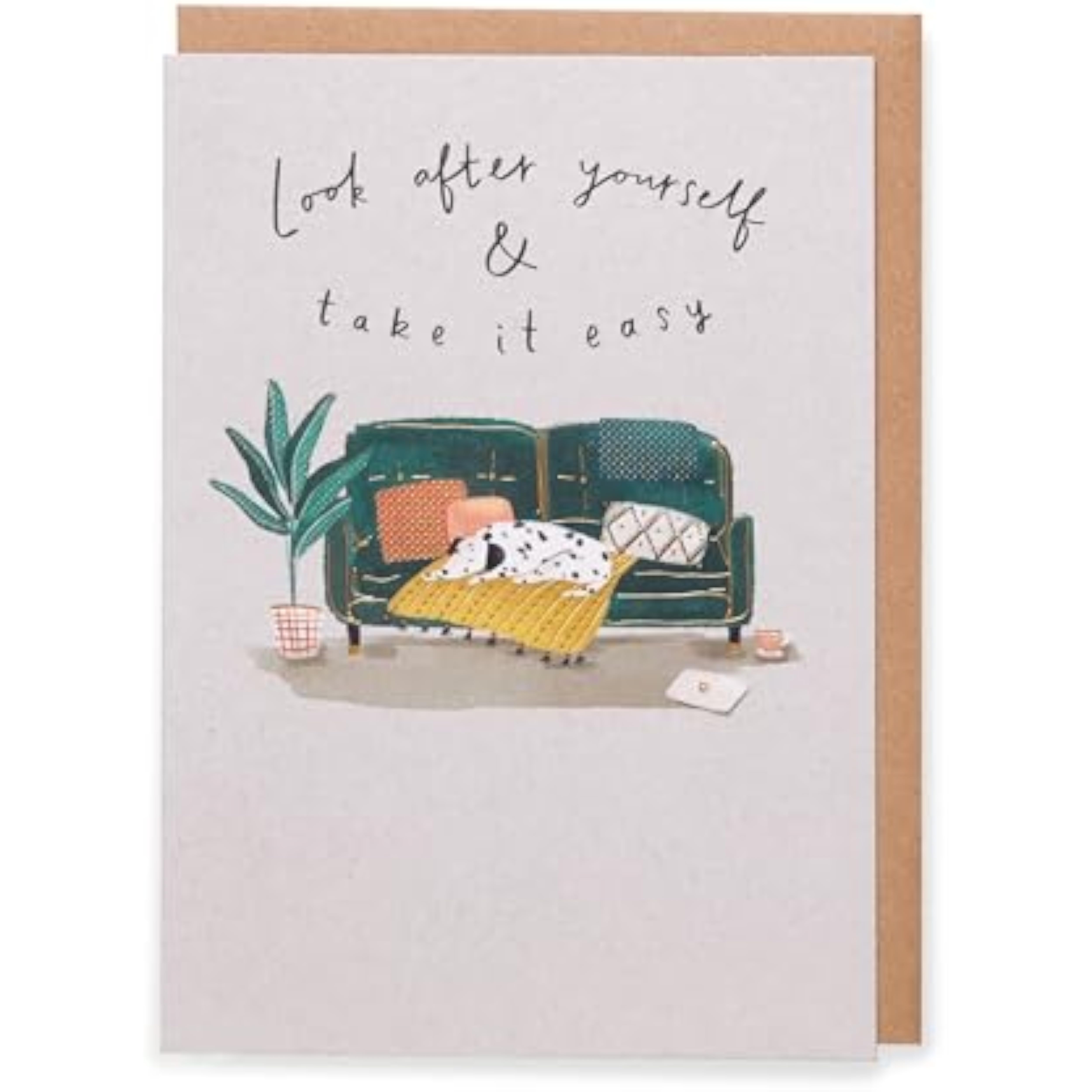 UK Greetings Take It Easy Get Well Card featuring cheerful design, perfect for sending warm wishes and encouragement.