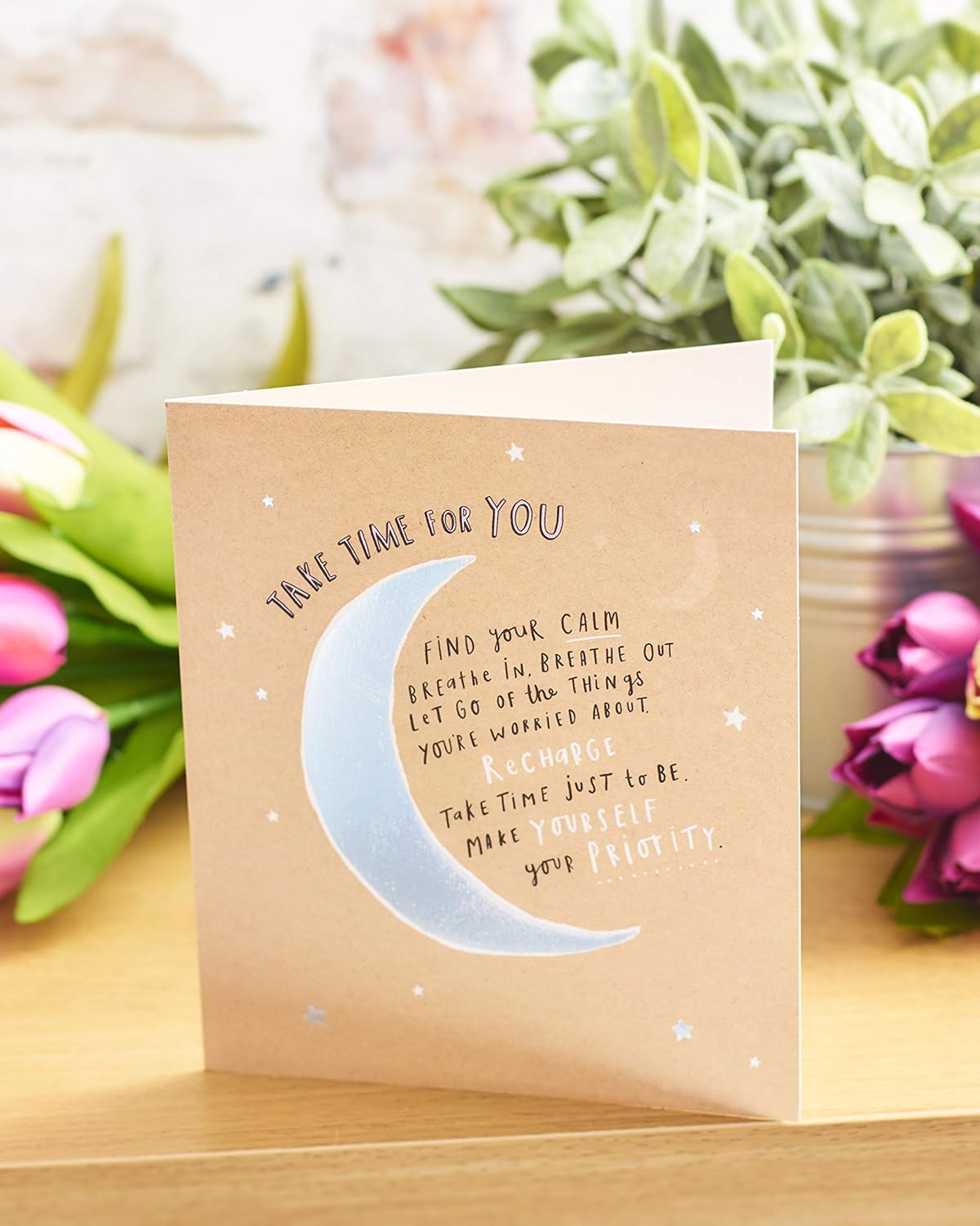 UK Greetings Take Time for You greeting card, blank inside, featuring calming design, perfect for any occasion to encourage self-care.