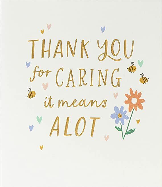 UK Greetings thank you for caring greeting card featuring heartfelt message, perfect for expressing gratitude and appreciation.