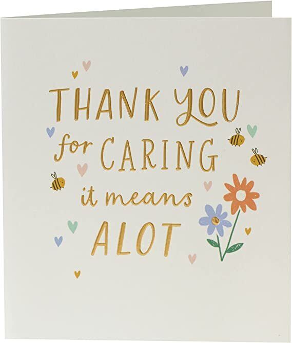 UK Greetings thank you for caring greeting card, a heartfelt card with a meaningful message, perfect for expressing gratitude.