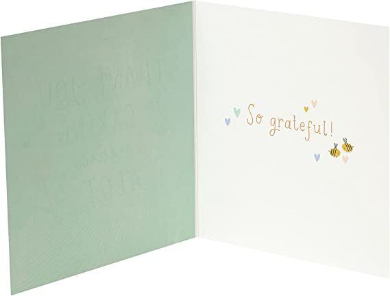 UK Greetings Thank You for Caring greeting card with heartfelt message, featuring floral design and elegant typography.