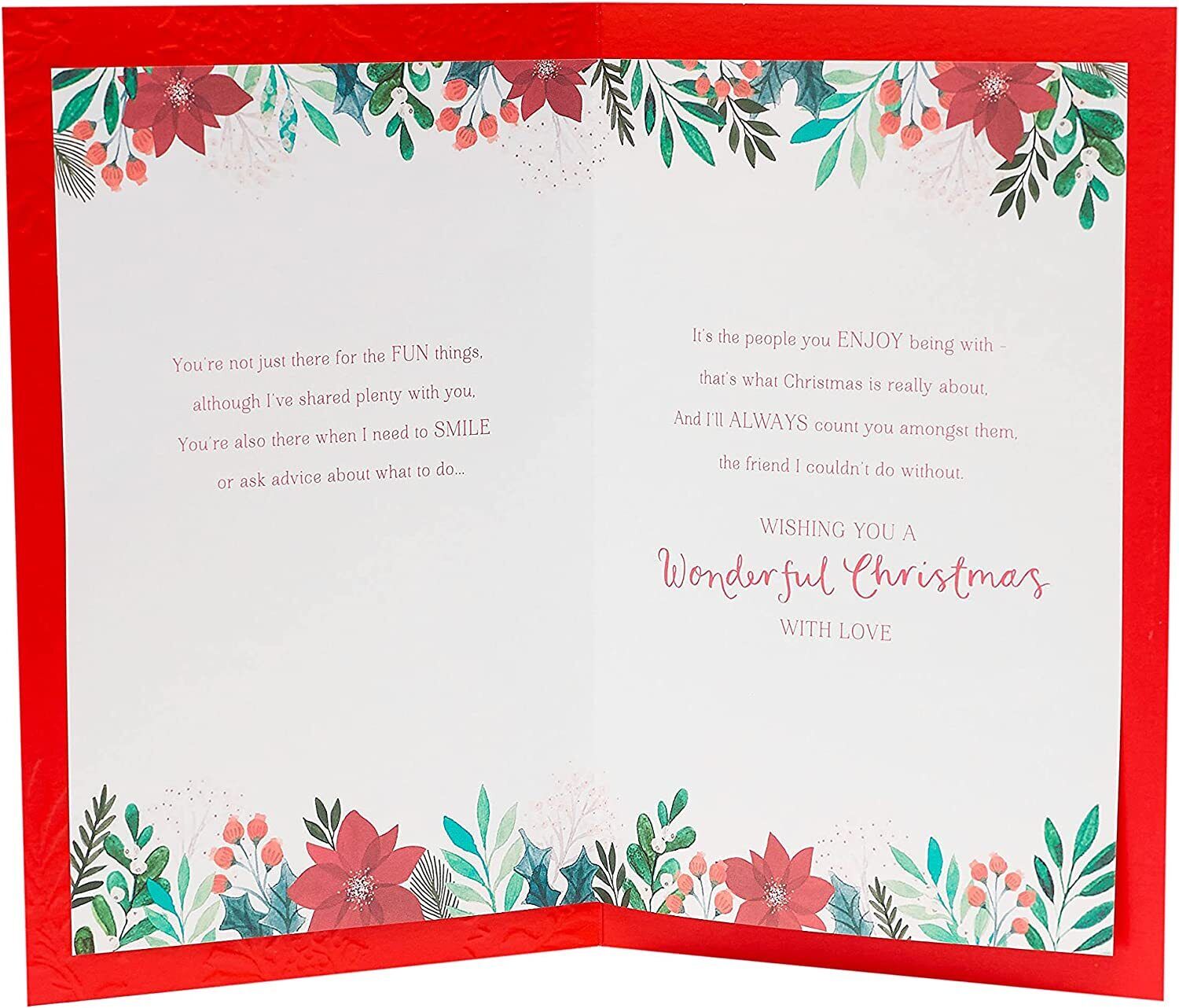 UK Greetings Thank You Friend Christmas Card, festive greeting card with holiday design and heartfelt message for friends.