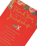 UK Greetings Thank You Friend Christmas Card featuring festive holiday design and heartfelt message for friends.