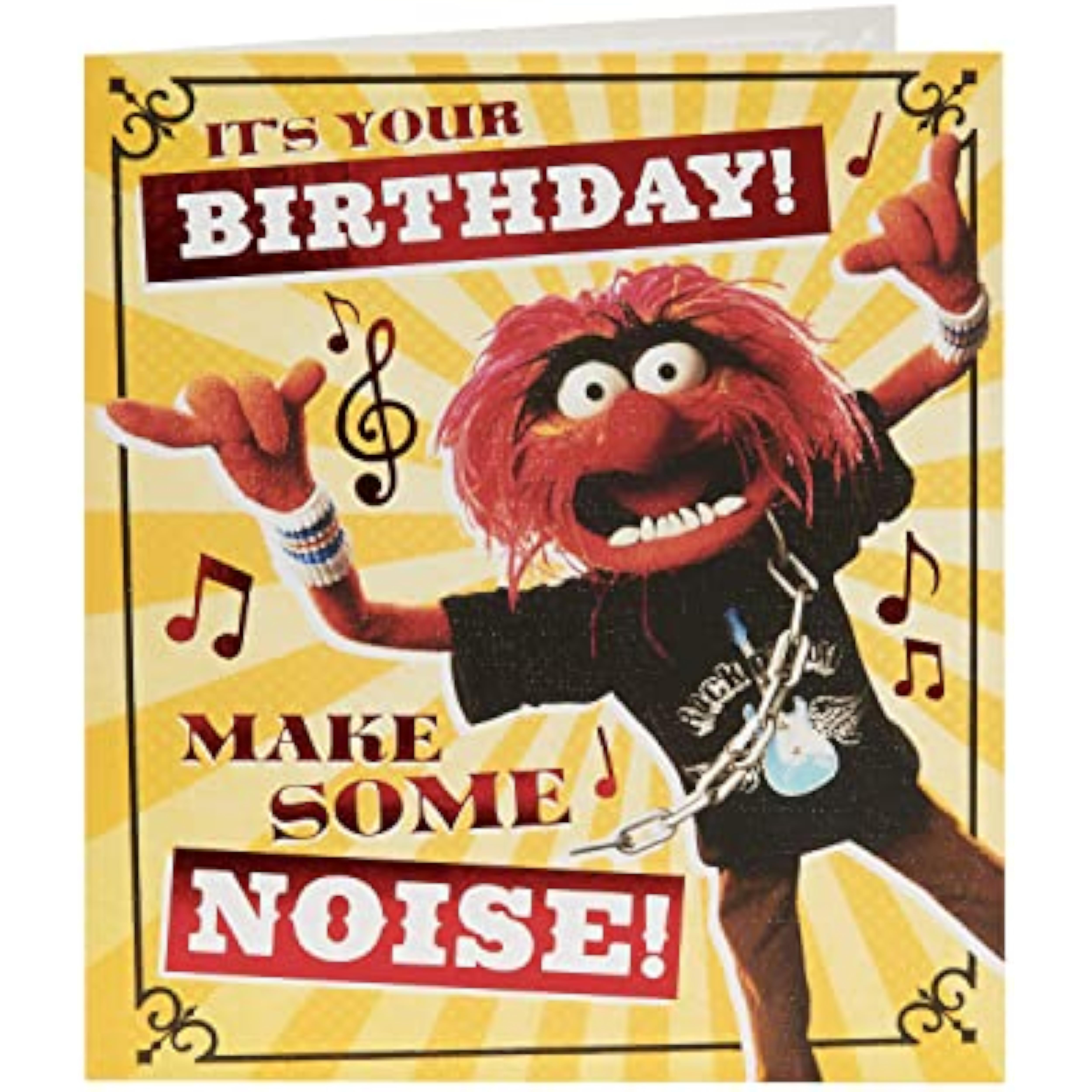 UK Greetings The Muppets Animal birthday greeting card featuring colorful Muppet character illustration on the front.