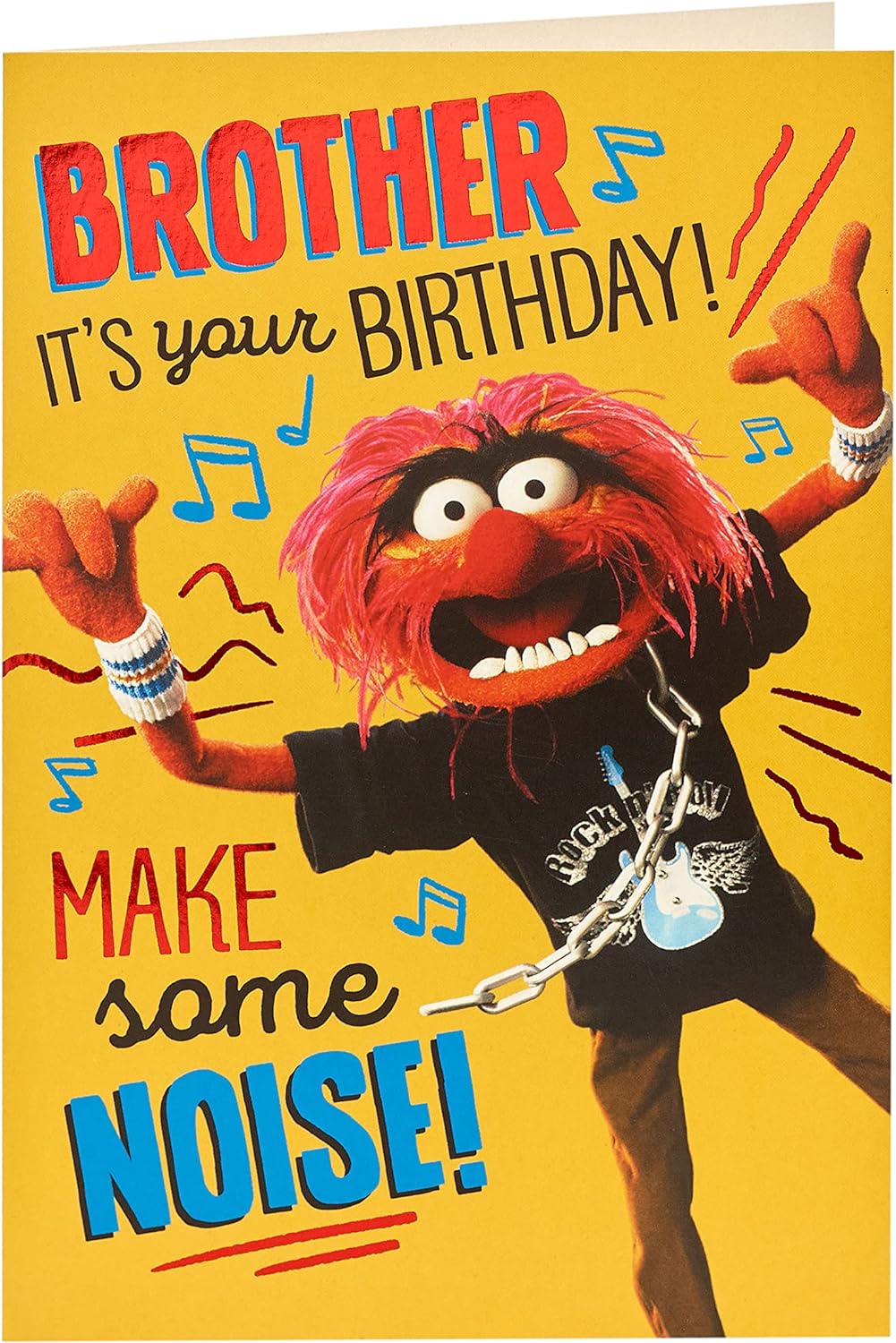 UK Greetings The Muppets brother birthday card featuring colorful Muppet characters and festive birthday design.