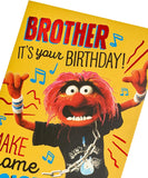 UK Greetings The Muppets Brother birthday greeting card featuring colorful Muppets characters and festive design.