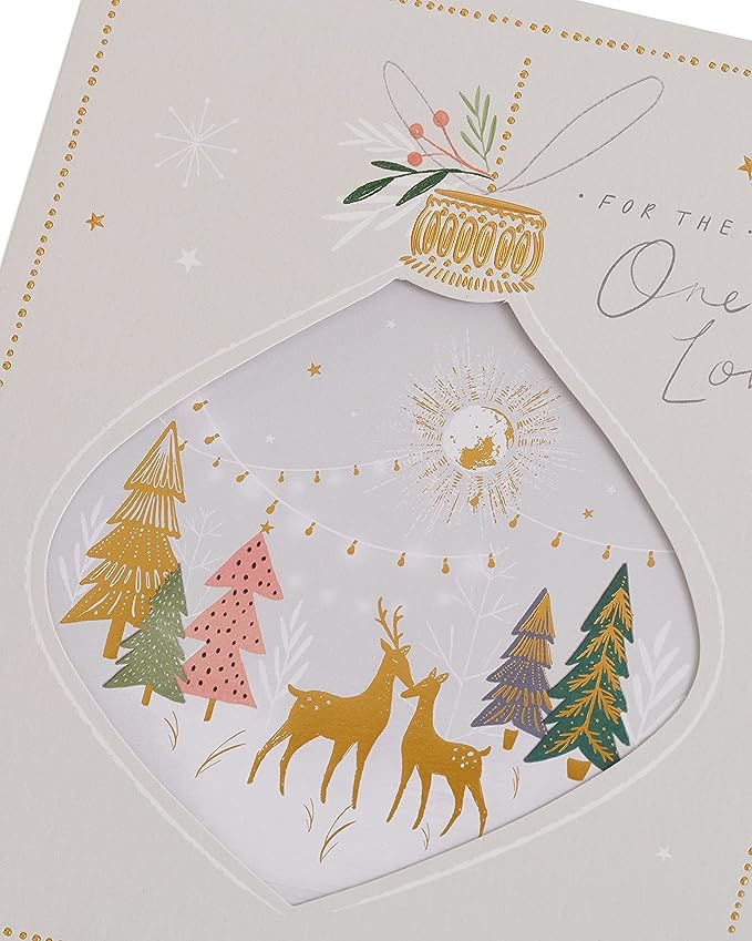 UK Greetings The One I Love Christmas Card featuring festive design, perfect for holiday greetings and heartfelt messages.