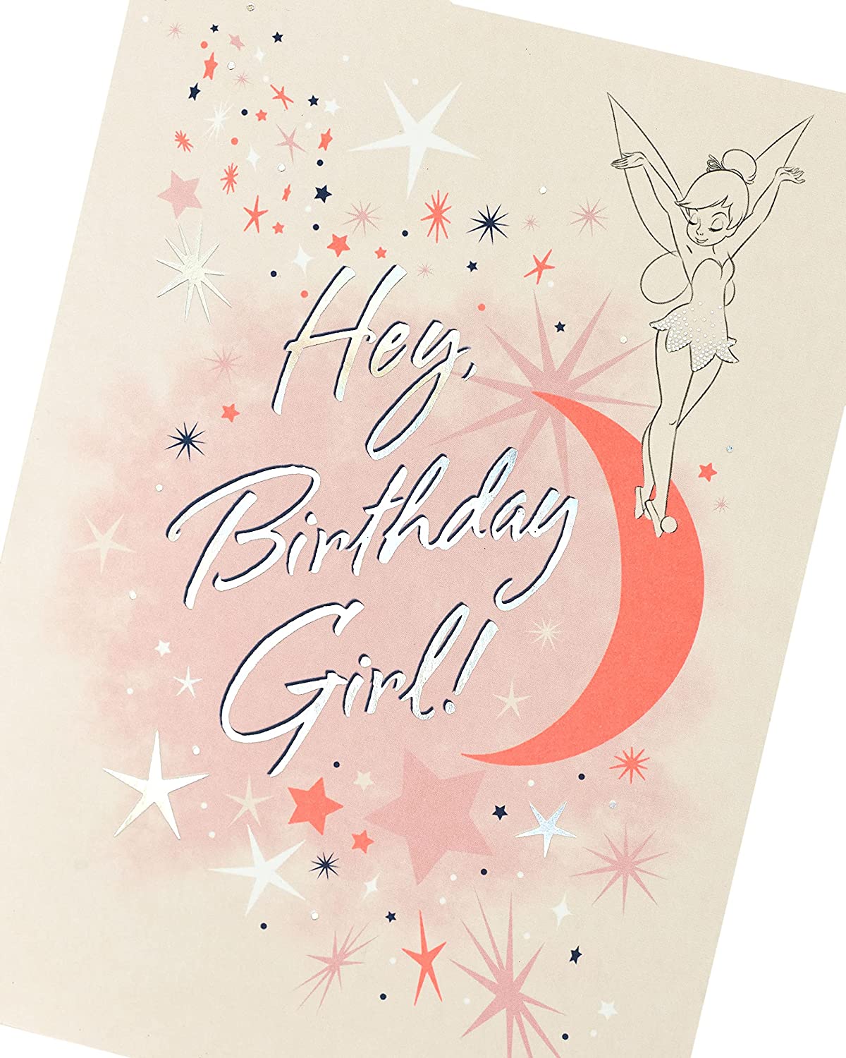 UK Greetings Tinker Bell birthday card featuring a colorful illustration of Tinker Bell from Peter Pan for celebrating birthdays.