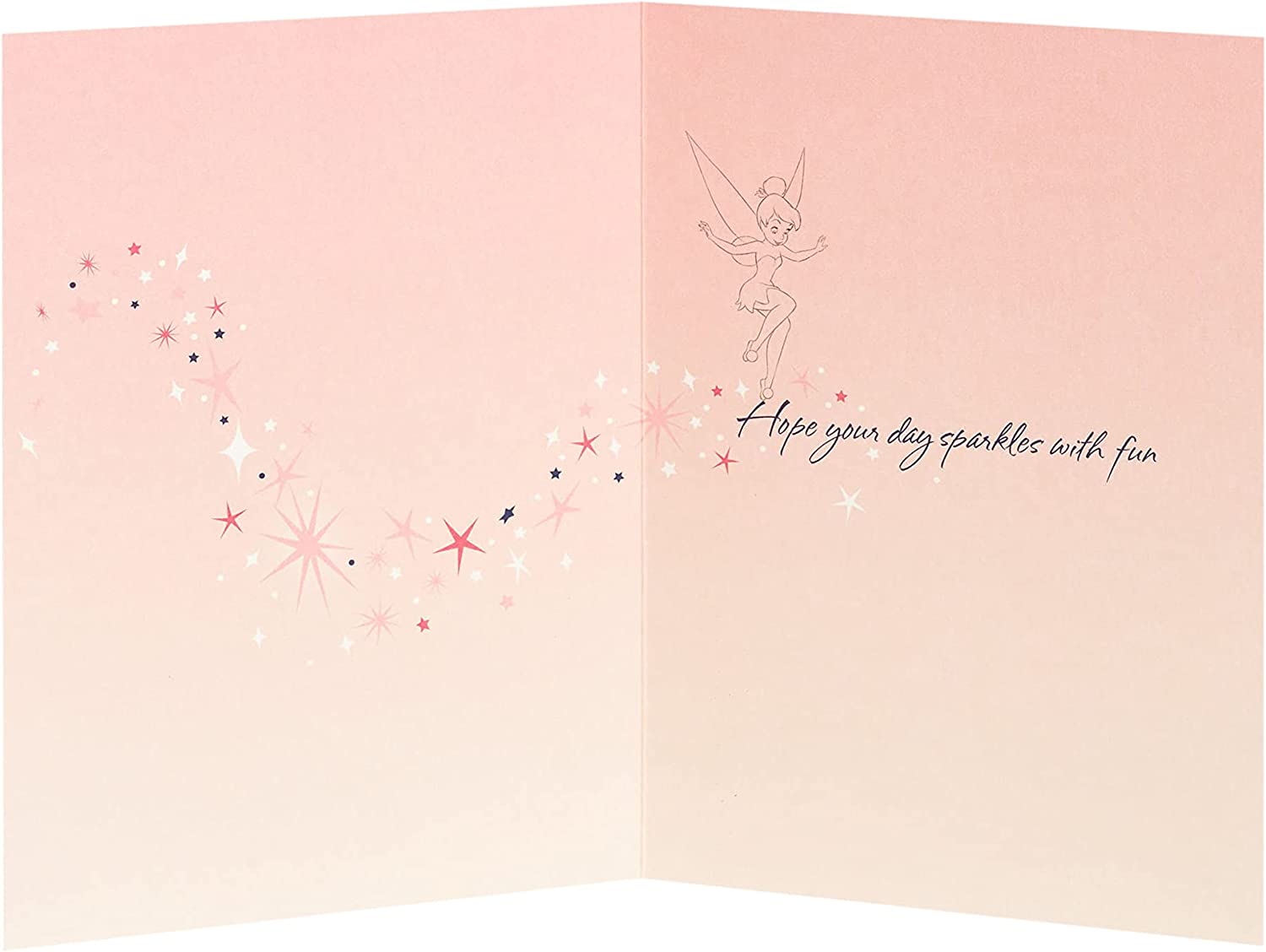 UK Greetings Tinker Bell birthday card featuring Tinker Bell illustration on colorful greeting card background.
