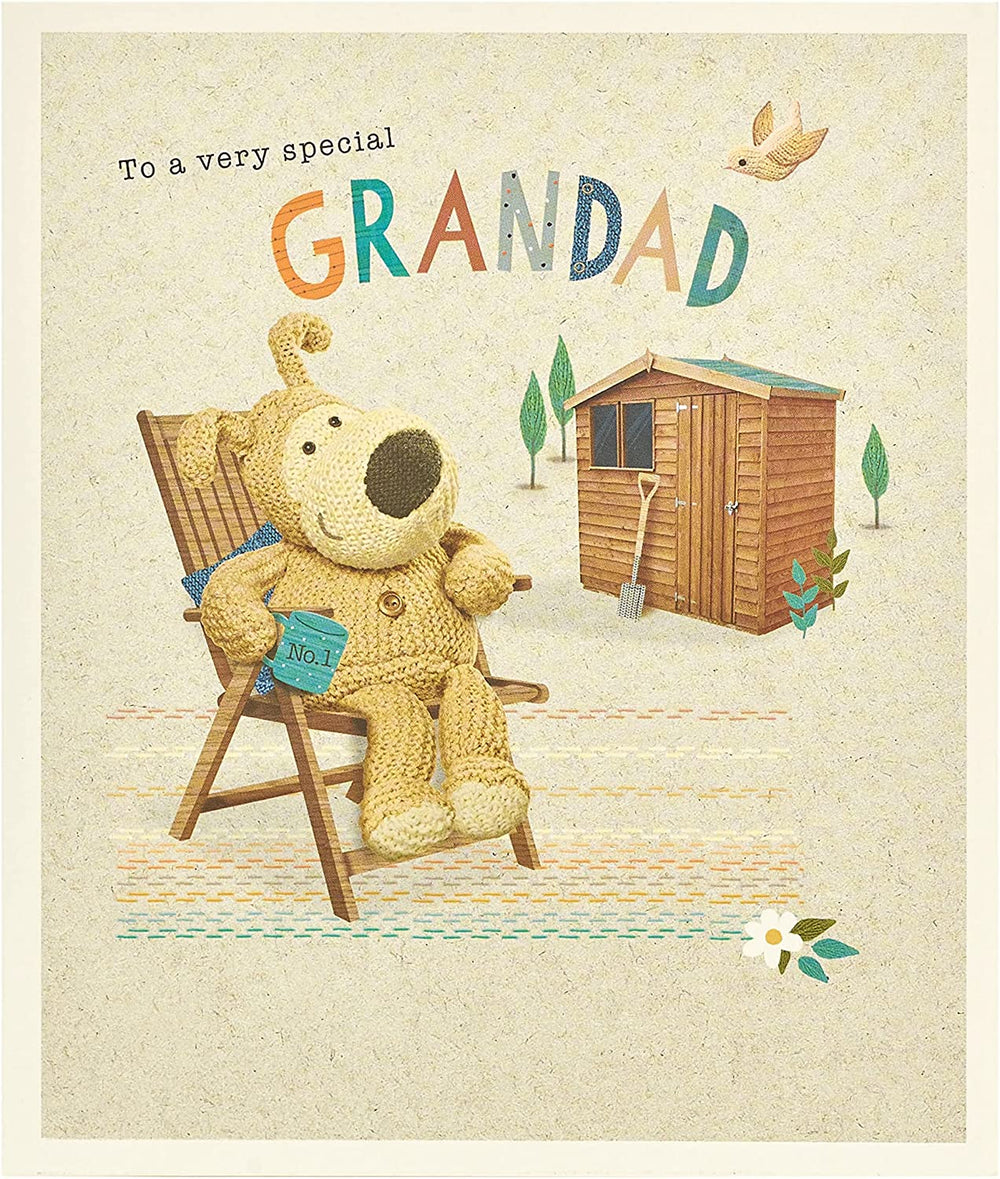 UK Greetings To a Very Special Grandad Boofle birthday card featuring colorful illustrations and heartfelt message for grandad.