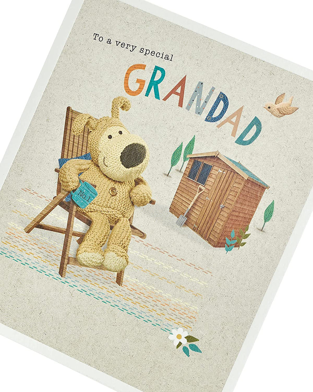 UK Greetings To a Very Special Grandad Boofle birthday card featuring colorful illustrations and heartfelt message for grandfathers.
