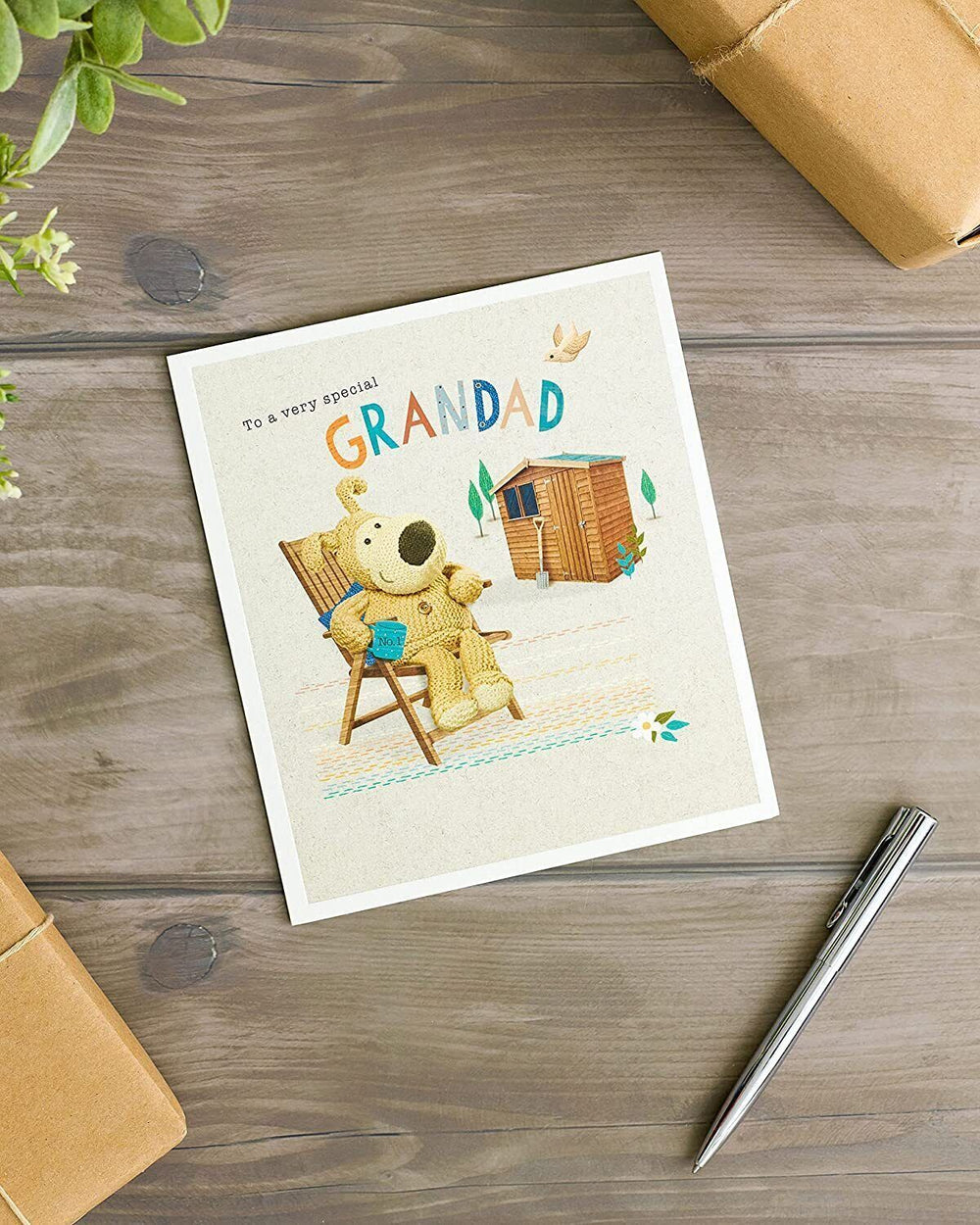 UK Greetings Boofle birthday card for a very special grandad featuring colorful design and heartfelt message.