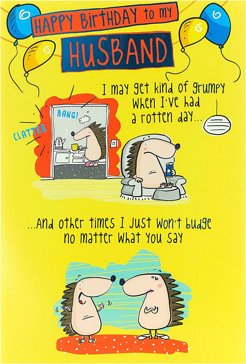 UK Greetings birthday greeting card for husband with heartfelt message and love-themed design.