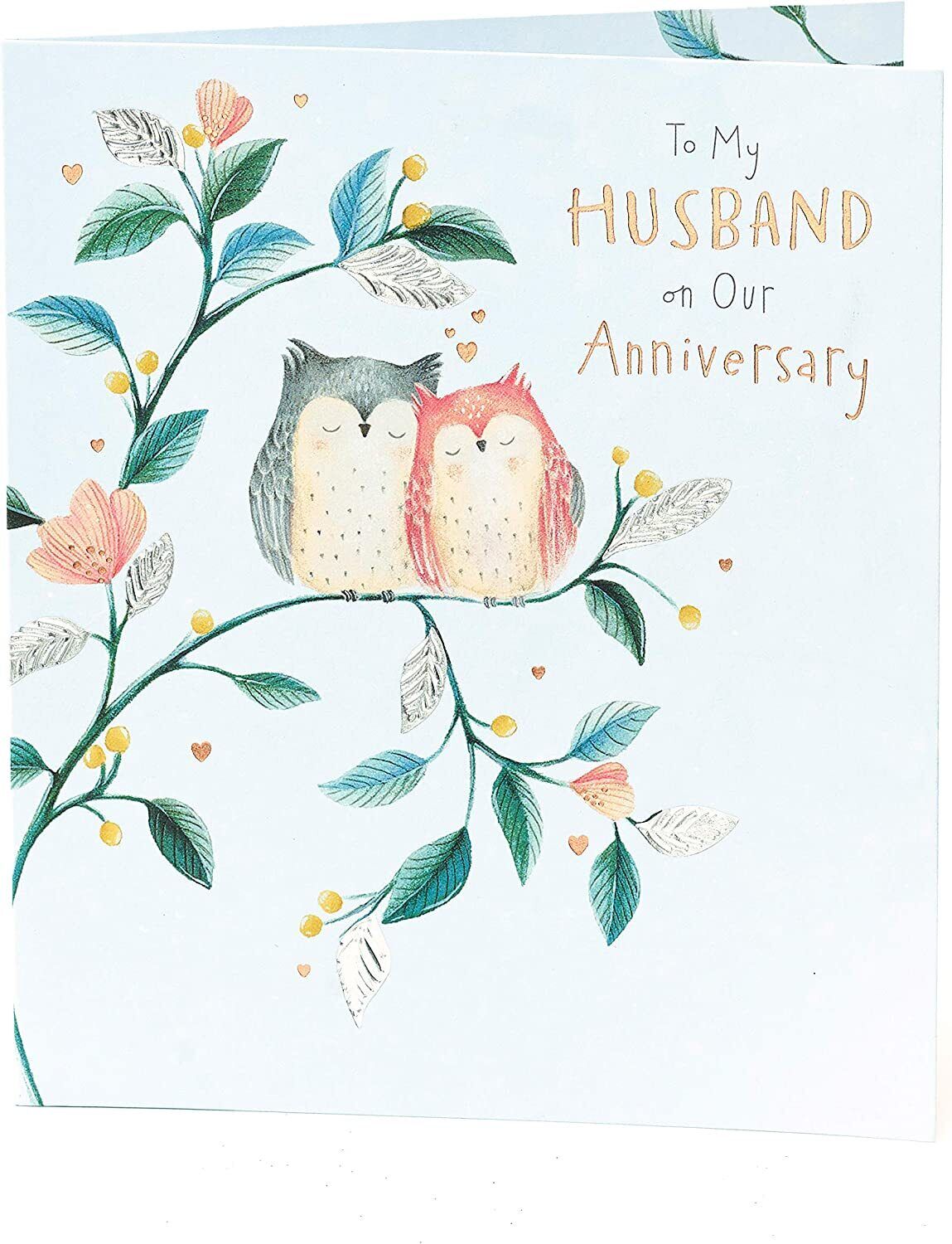 UK Greetings anniversary greeting card for husband, featuring heartfelt message and decorative design for special occasion.