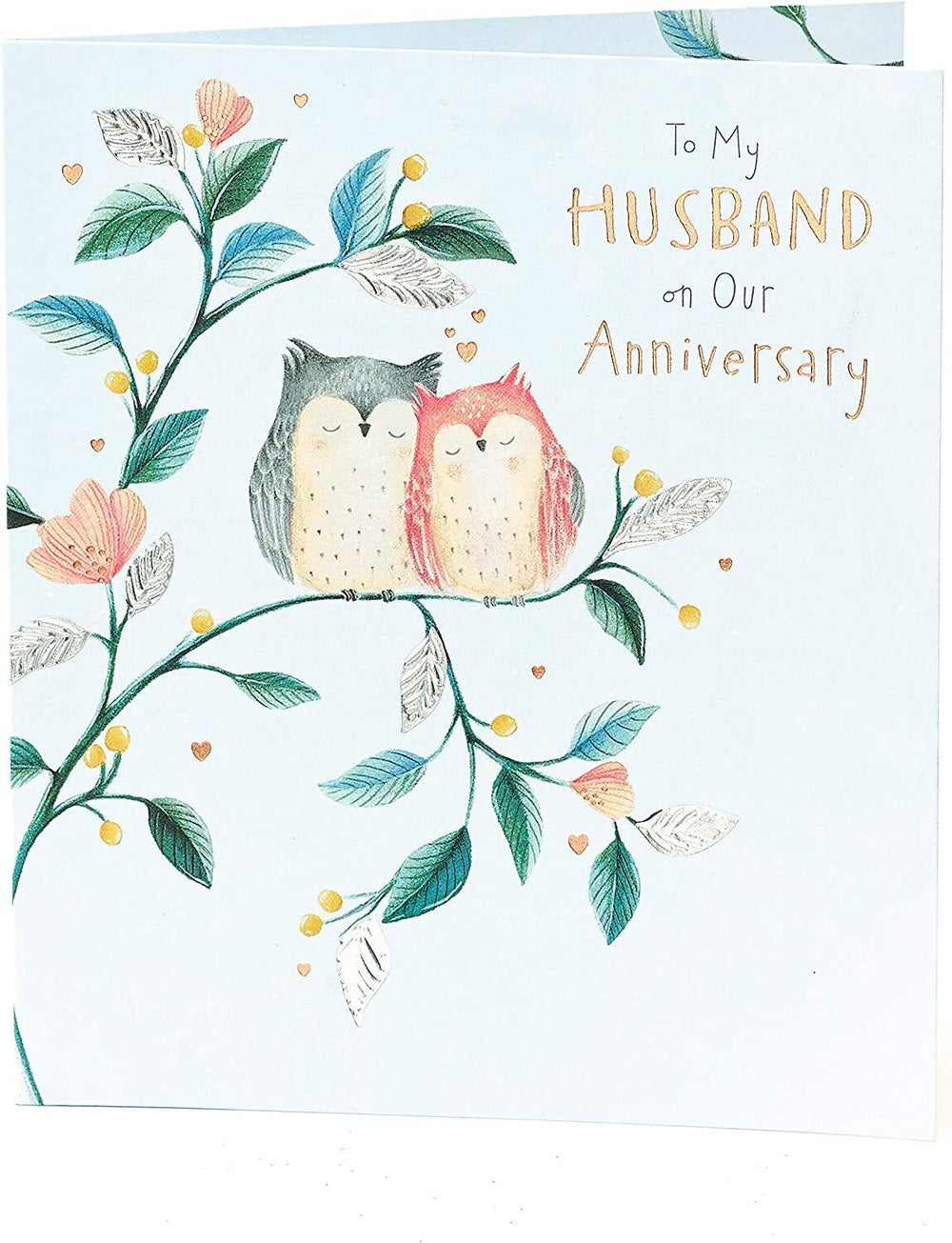 UK Greetings anniversary greeting card for husband, featuring heartfelt message and decorative design for special occasion.