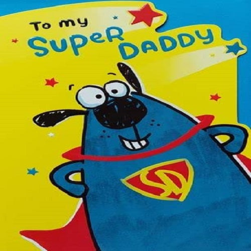 UK Greetings To My Super Daddy Father's Day Card featuring colorful design and heartfelt message for a special dad.