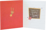 UK Greetings thank you card featuring a heartfelt message for the best head teacher, with colorful design and cheerful imagery.