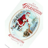 UK Greetings Traditional Grandson Christmas Card showcasing festive holiday design with cheerful seasonal imagery.