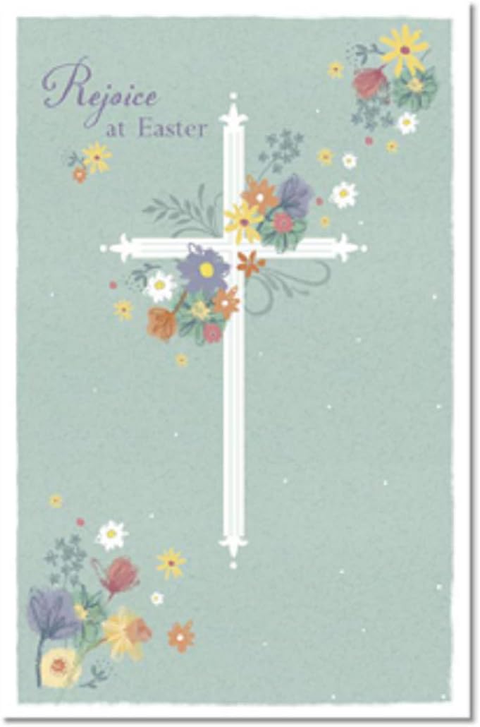 UK Greetings religious Easter greeting card pack of 5, featuring joyful Easter designs and messages for celebrating the holiday.